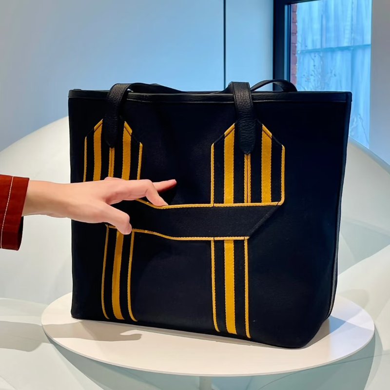 HERMES Pursangle tote - 黑/焦糖 U-9