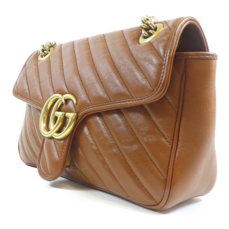 GUCCI 牛皮皮革GG Marmont金扣肩背袋-2