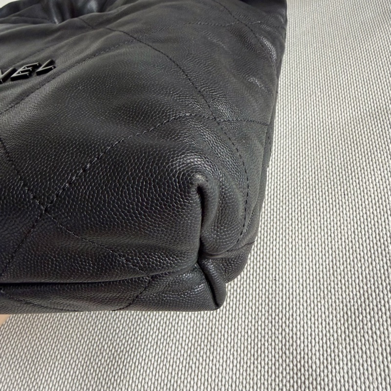 CHANEL 22包/22bag 小型 黑金黑字荔枝皮芯片款-10