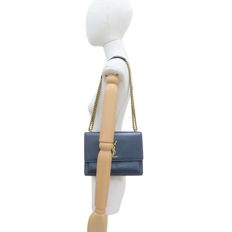 灰色 牛皮 鏈帶肩背包【SAINT LAURENT 聖羅蘭】-8