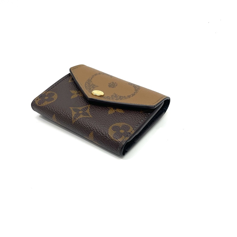 LV 雙色原花金釦Zoe三折短夾 M80725-5