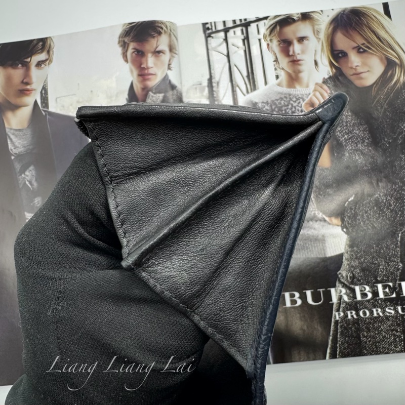 BURBERRY荔枝紋小牛皮深藍色對開長夾-12