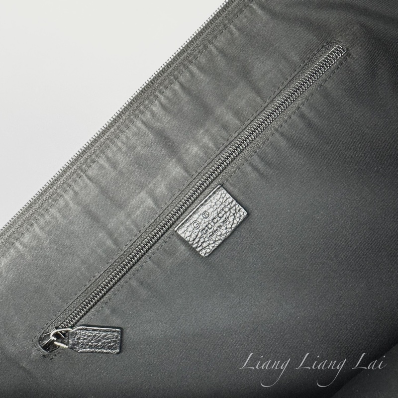 GUCCI經典雙G LOGO緹花緞面皮飾邊大斜背包-8