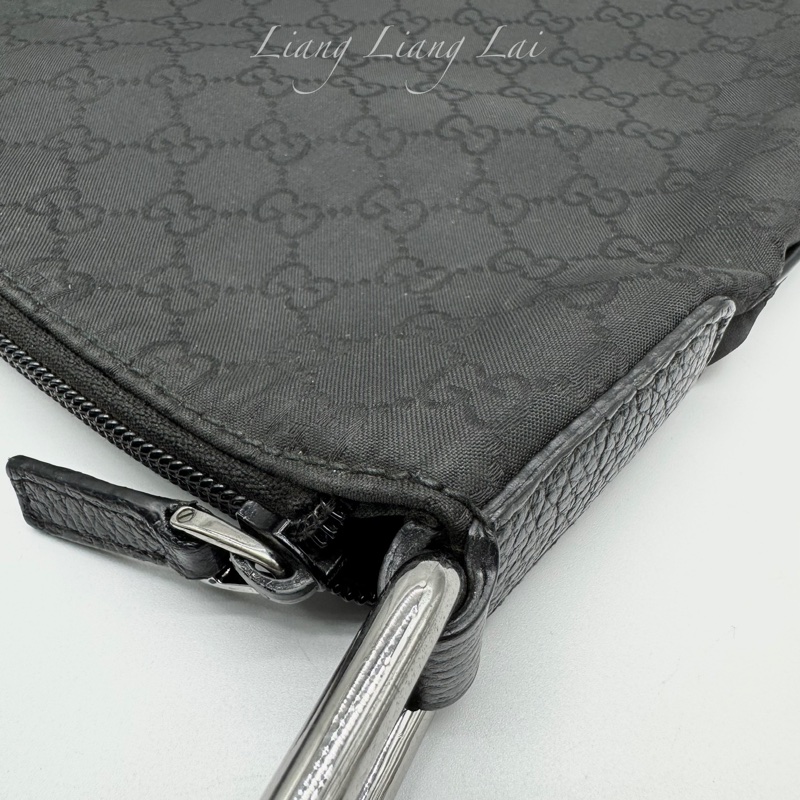 GUCCI經典雙G LOGO緹花緞面皮飾邊大斜背包-28