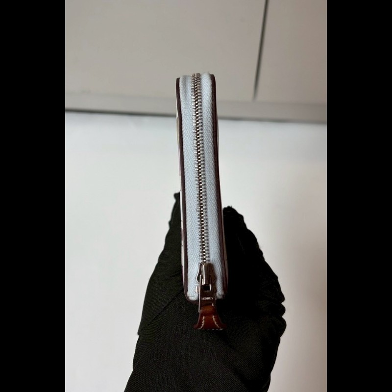 Hermes 淺灰皮彩繪蛋糕圖案拉鍊長夾-10