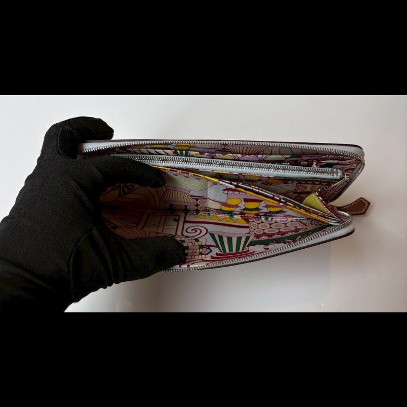 Hermes 淺灰皮彩繪蛋糕圖案拉鍊長夾-18