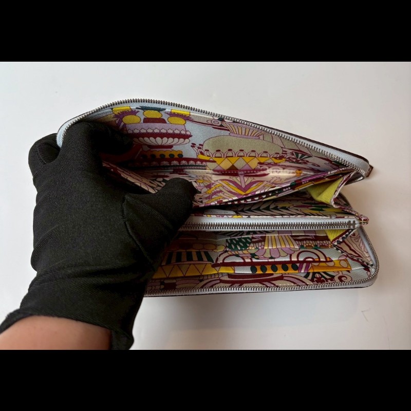 Hermes 淺灰皮彩繪蛋糕圖案拉鍊長夾-20