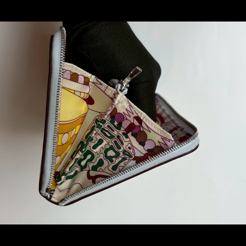 Hermes 淺灰皮彩繪蛋糕圖案拉鍊長夾-21