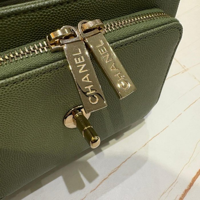 *SHIHNA名牌精品*CHANEL 郵差包 綠色 荔枝紋牛皮 金鍊 (保卡款)-5