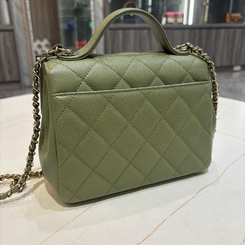 *SHIHNA名牌精品*CHANEL 郵差包 綠色 荔枝紋牛皮 金鍊 (保卡款)-8