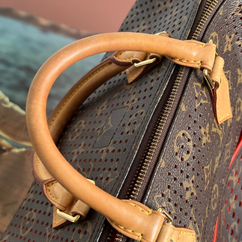 限定特殊款 ::LOUIS VUITTON:: LV M95182 咖啡色經典花紋SPEEDY 30鏤空手提波士頓包-4
