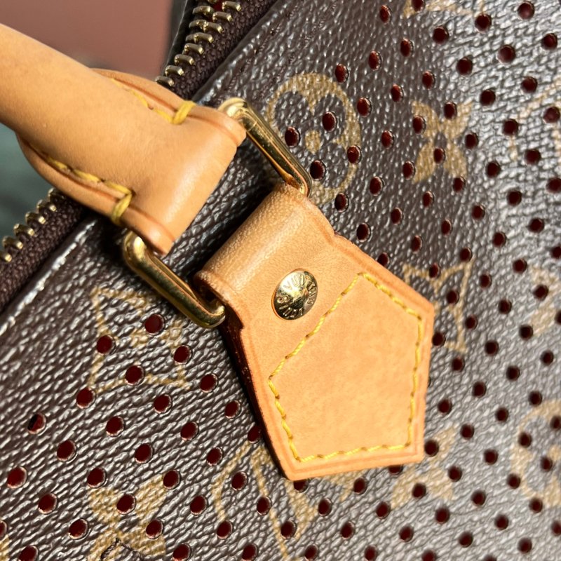 限定特殊款 ::LOUIS VUITTON:: LV M95182 咖啡色經典花紋SPEEDY 30鏤空手提波士頓包-5