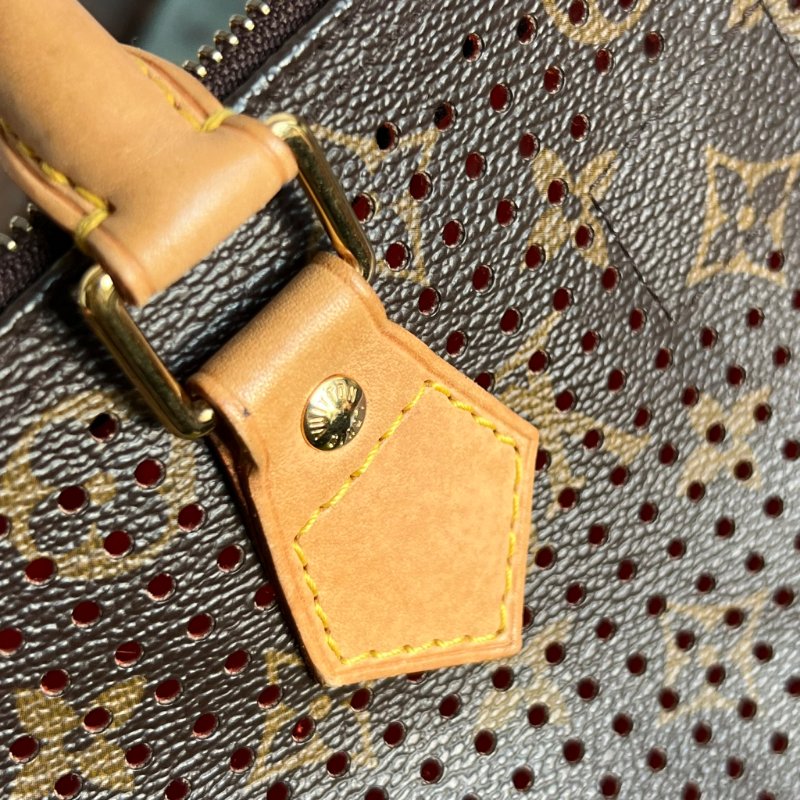 限定特殊款 ::LOUIS VUITTON:: LV M95182 咖啡色經典花紋SPEEDY 30鏤空手提波士頓包-6