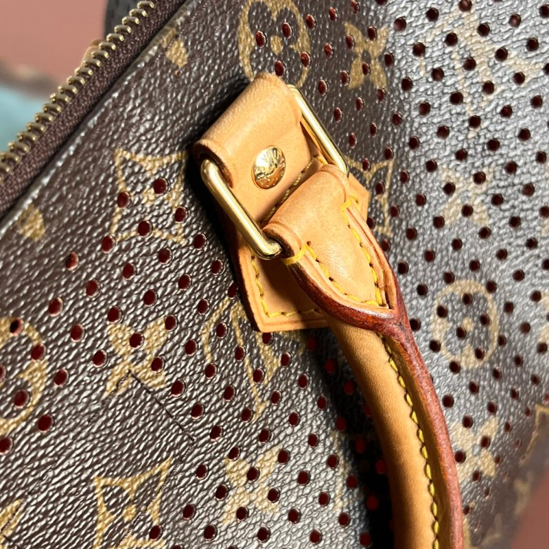 限定特殊款 ::LOUIS VUITTON:: LV M95182 咖啡色經典花紋SPEEDY 30鏤空手提波士頓包-8