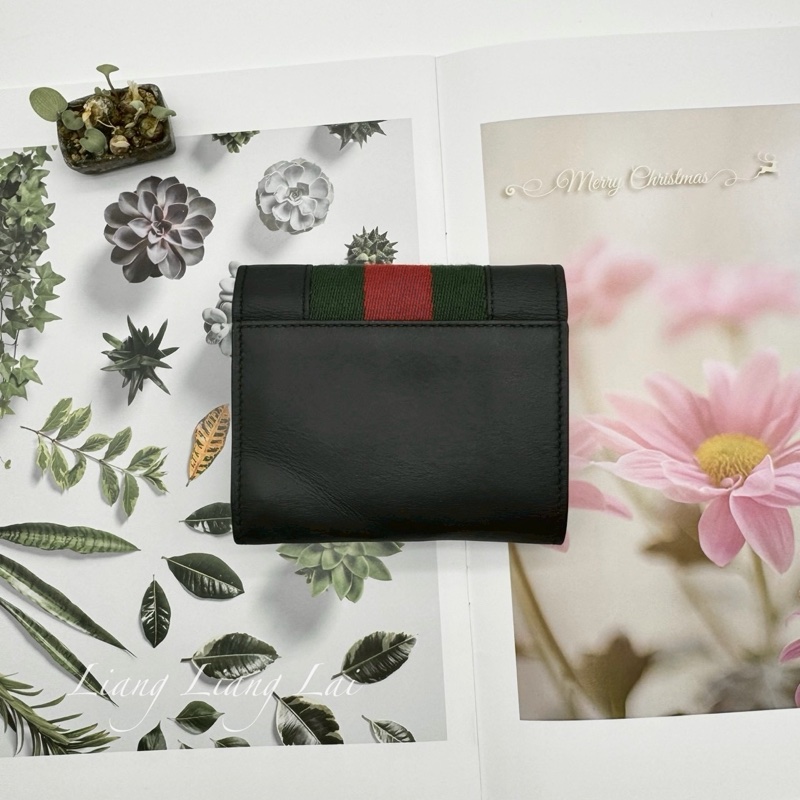 GUCCI 古馳 476081 Wallet 金扣黑色短夾-1