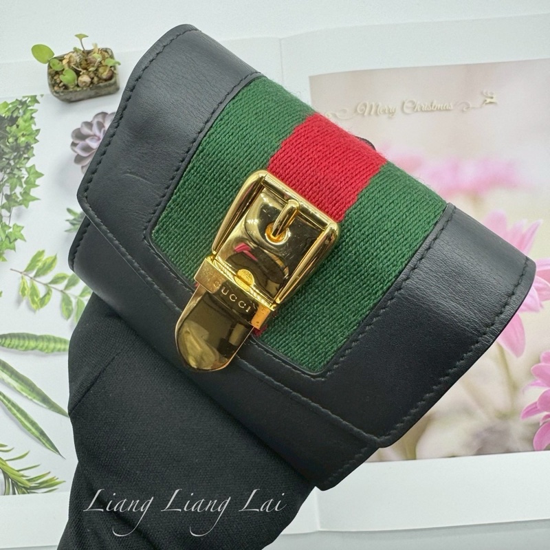 GUCCI 古馳 476081 Wallet 金扣黑色短夾-17
