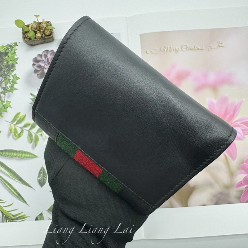 GUCCI 古馳 476081 Wallet 金扣黑色短夾-18