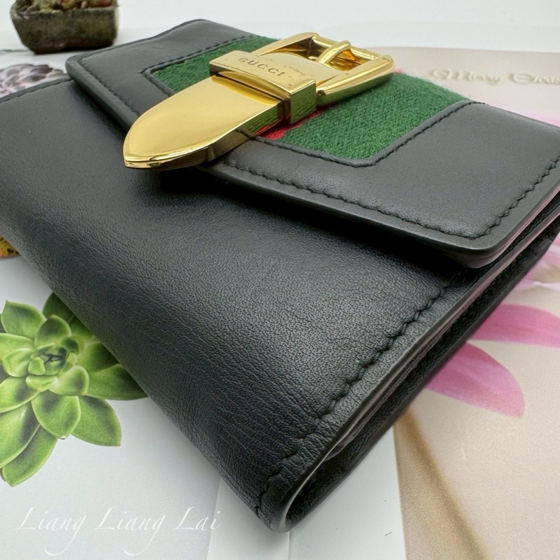 GUCCI 古馳 476081 Wallet 金扣黑色短夾-23
