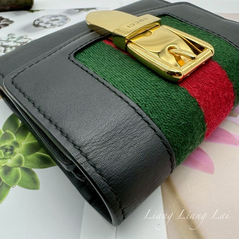 GUCCI 古馳 476081 Wallet 金扣黑色短夾-24