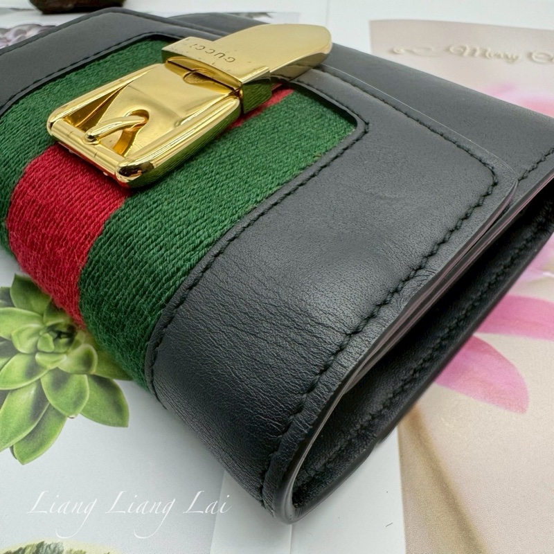 GUCCI 古馳 476081 Wallet 金扣黑色短夾-25