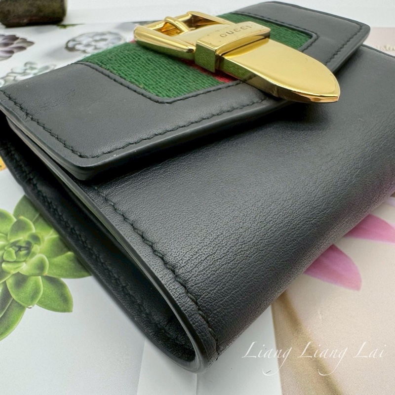GUCCI 古馳 476081 Wallet 金扣黑色短夾-26