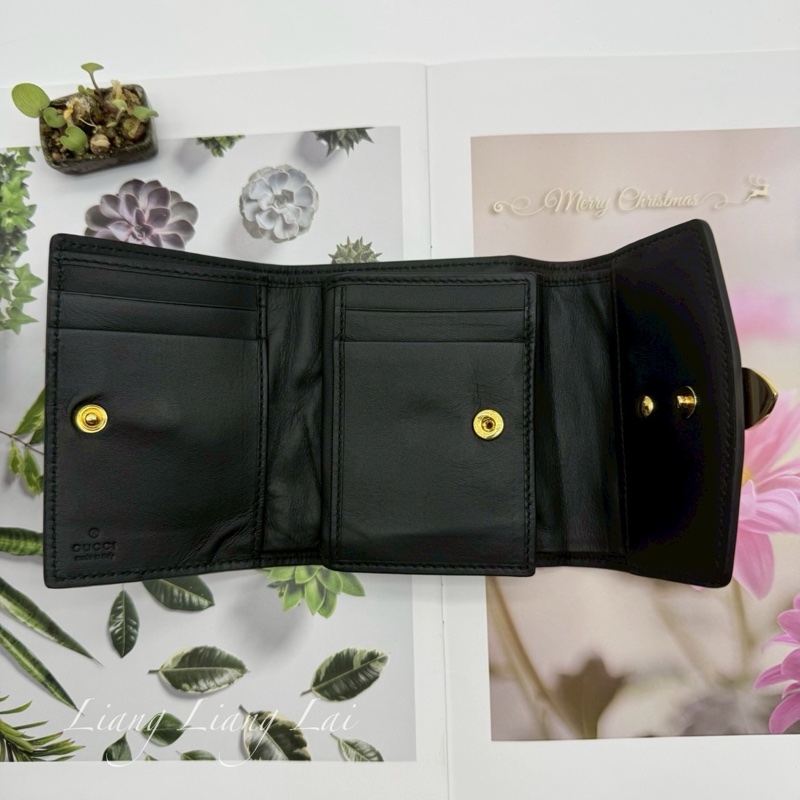 GUCCI 古馳 476081 Wallet 金扣黑色短夾-32