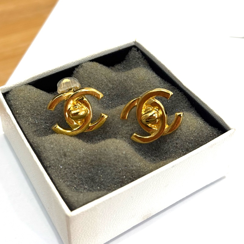 Chanel Vintage 書包釦 耳環 ✨耳夾式-0