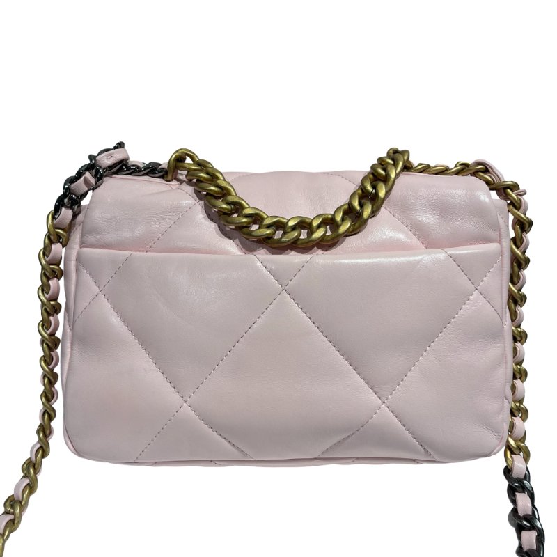 CHANEL 19 SMALL SIZE BABY PINK GHW CHAIN SHOULDER BAG-2
