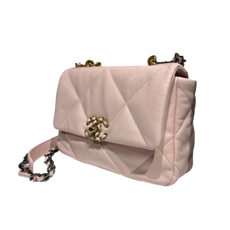 CHANEL 19 SMALL SIZE BABY PINK GHW CHAIN SHOULDER BAG-4