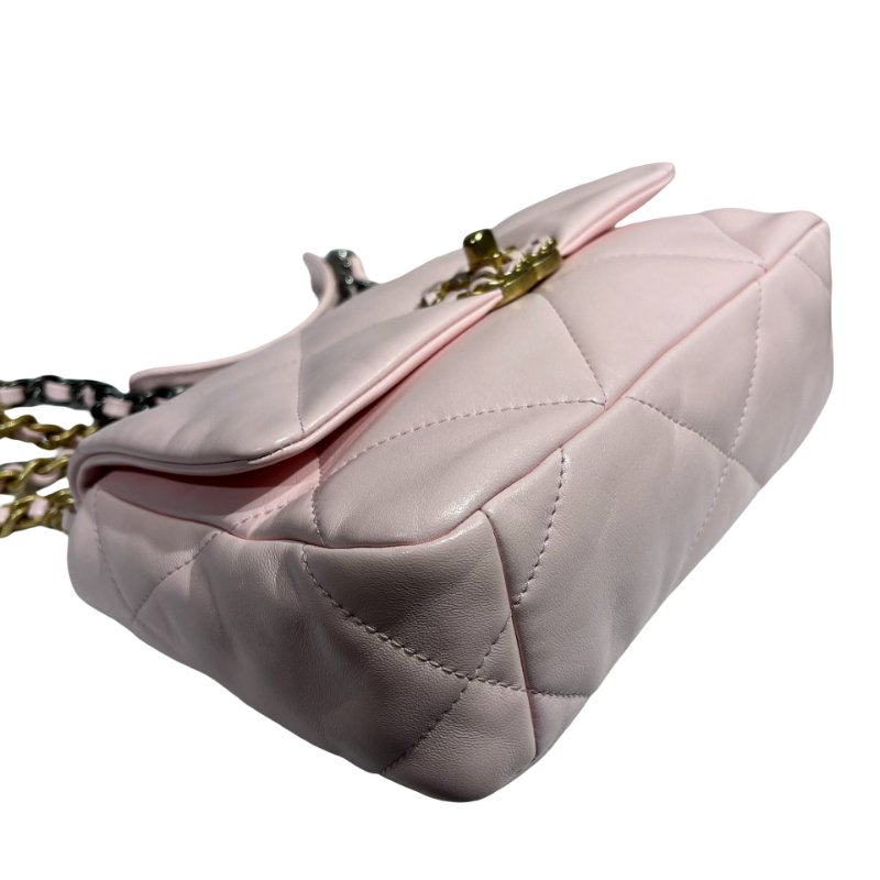 CHANEL 19 SMALL SIZE BABY PINK GHW CHAIN SHOULDER BAG-6