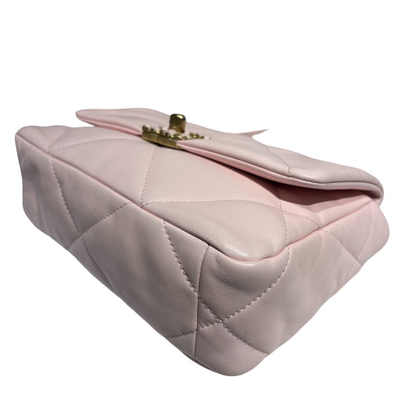 CHANEL 19 SMALL SIZE BABY PINK GHW CHAIN SHOULDER BAG-7