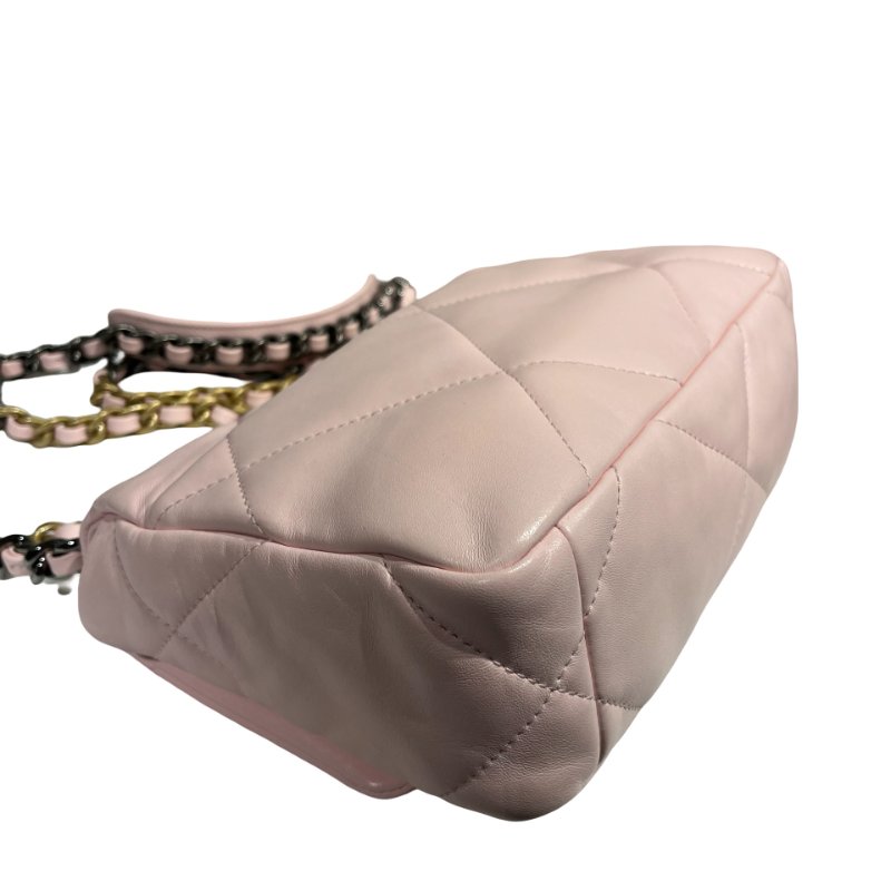 CHANEL 19 SMALL SIZE BABY PINK GHW CHAIN SHOULDER BAG-9