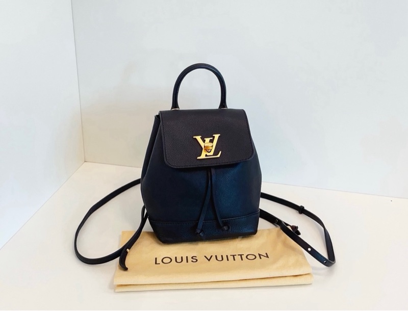 LV lock me系列黑金全皮 mini迷你雙肩包後背包-0