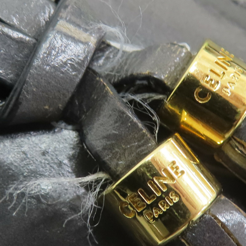 灰色牛皮 鱷魚皮壓紋 Tassels 肩背包【CELINE 賽琳】-18