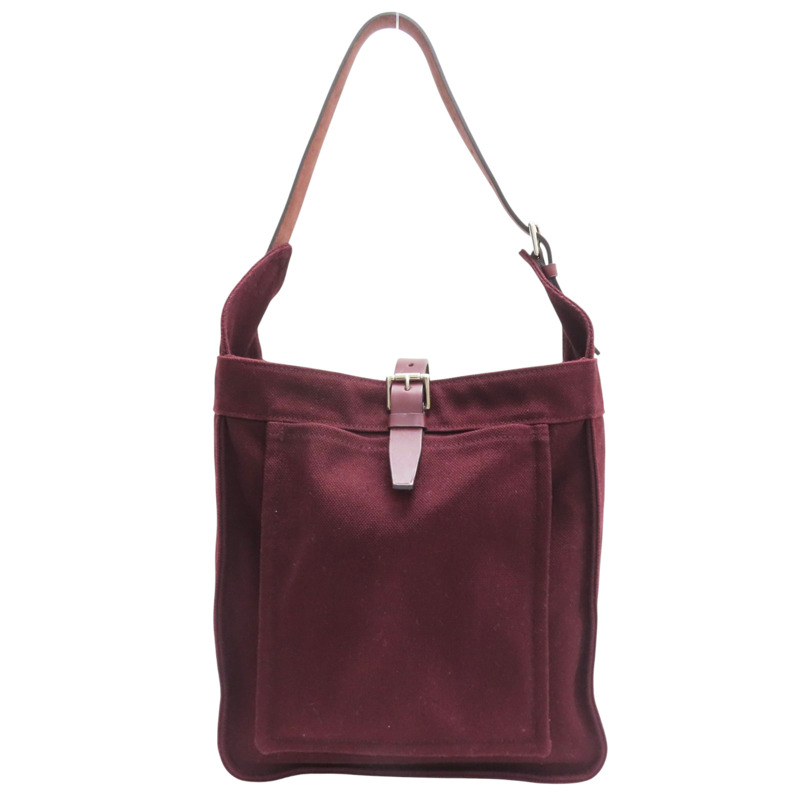 棗紅色 帆布 Marwari 肩背包 口M刻【HERMES 愛馬仕】-0