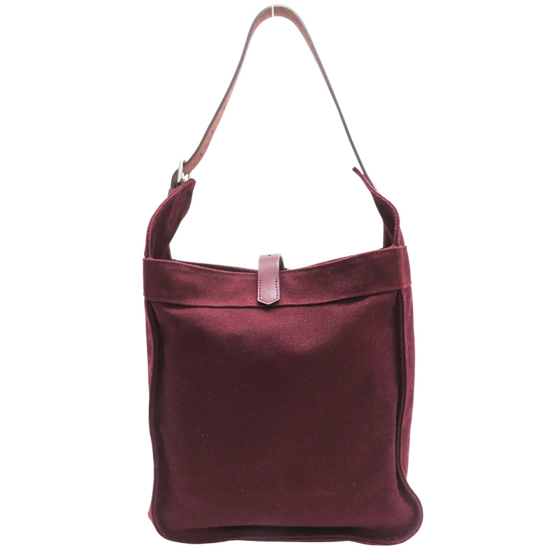 棗紅色 帆布 Marwari 肩背包 口M刻【HERMES 愛馬仕】-1