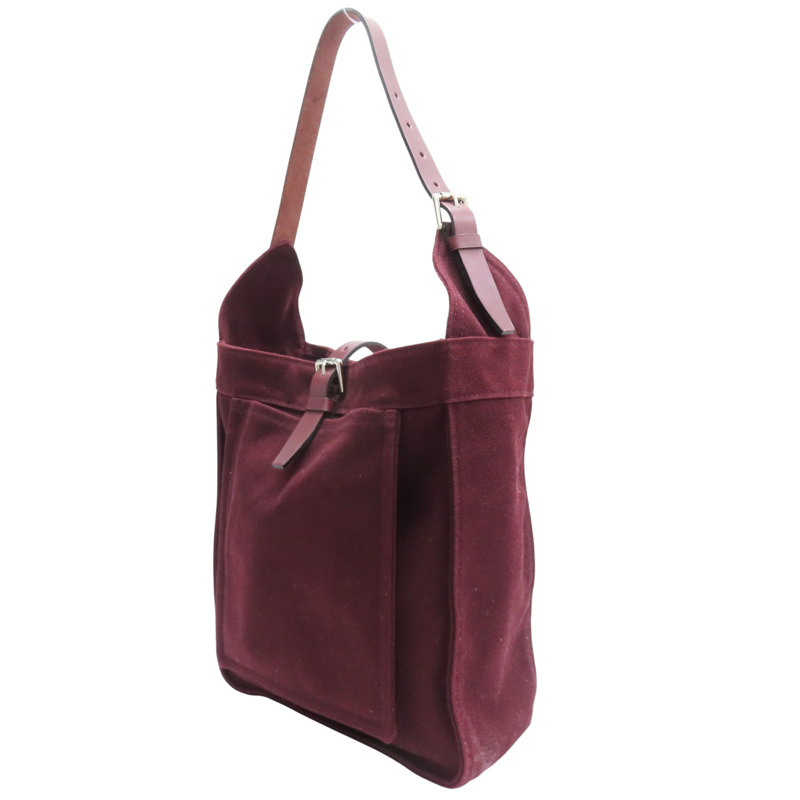 棗紅色 帆布 Marwari 肩背包 口M刻【HERMES 愛馬仕】-2