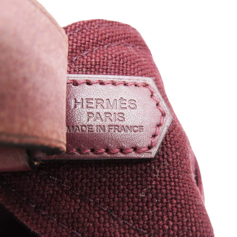 棗紅色 帆布 Marwari 肩背包 口M刻【HERMES 愛馬仕】-6