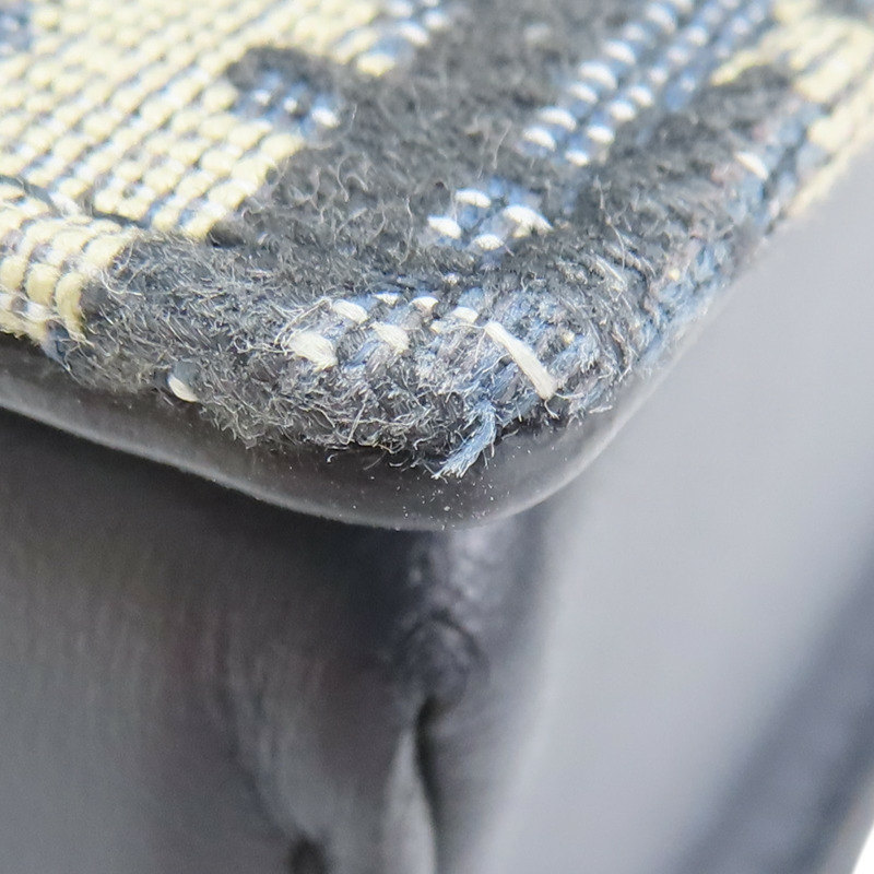 藍色牛皮 緹花帆布 肩背包【Dior 迪奧】-11