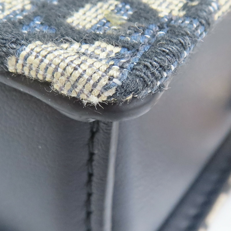 藍色牛皮 緹花帆布 肩背包【Dior 迪奧】-13