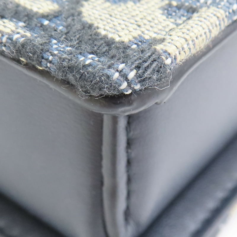 藍色牛皮 緹花帆布 肩背包【Dior 迪奧】-14