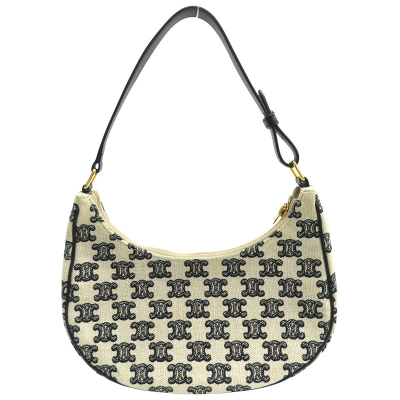 白/黑色帆布 AVA Hobo 肩背包【CELINE 賽琳】-1