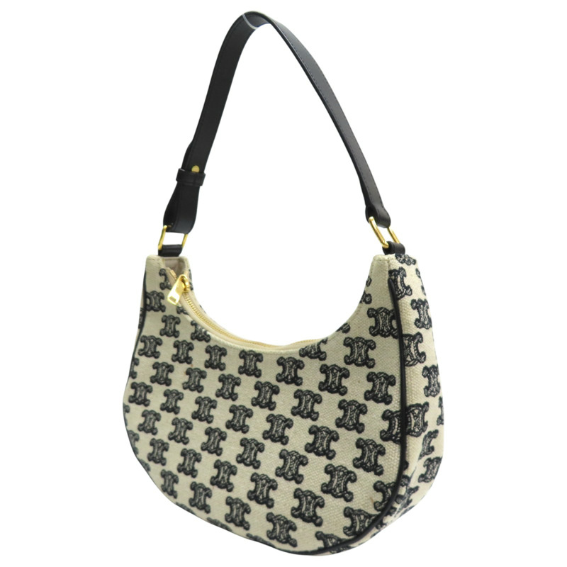 白/黑色帆布 AVA Hobo 肩背包【CELINE 賽琳】-2