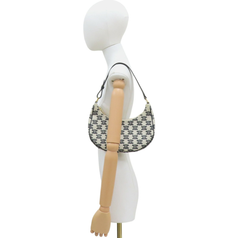 白/黑色帆布 AVA Hobo 肩背包【CELINE 賽琳】-10