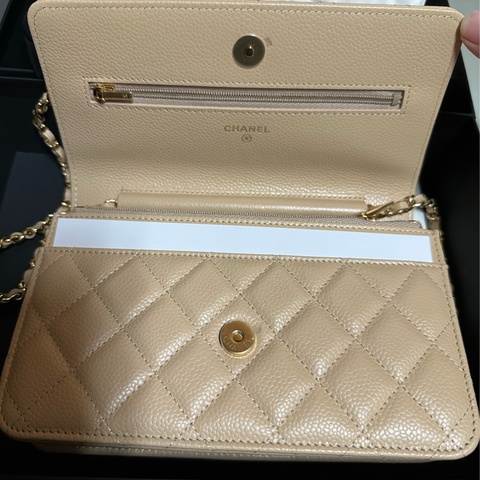 Chanel 奶茶色 woc 荔枝牛皮紋