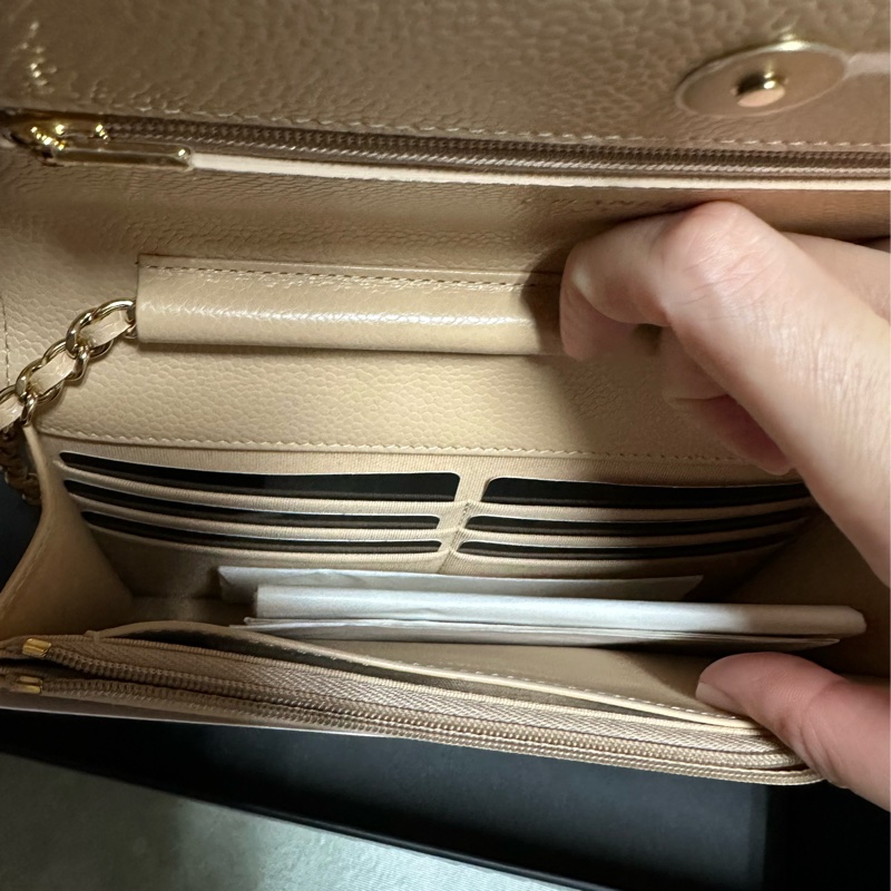 Chanel 奶茶色 woc 荔枝牛皮紋-1