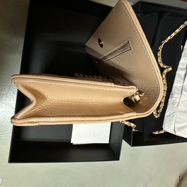 Chanel 奶茶色 woc 荔枝牛皮紋-8