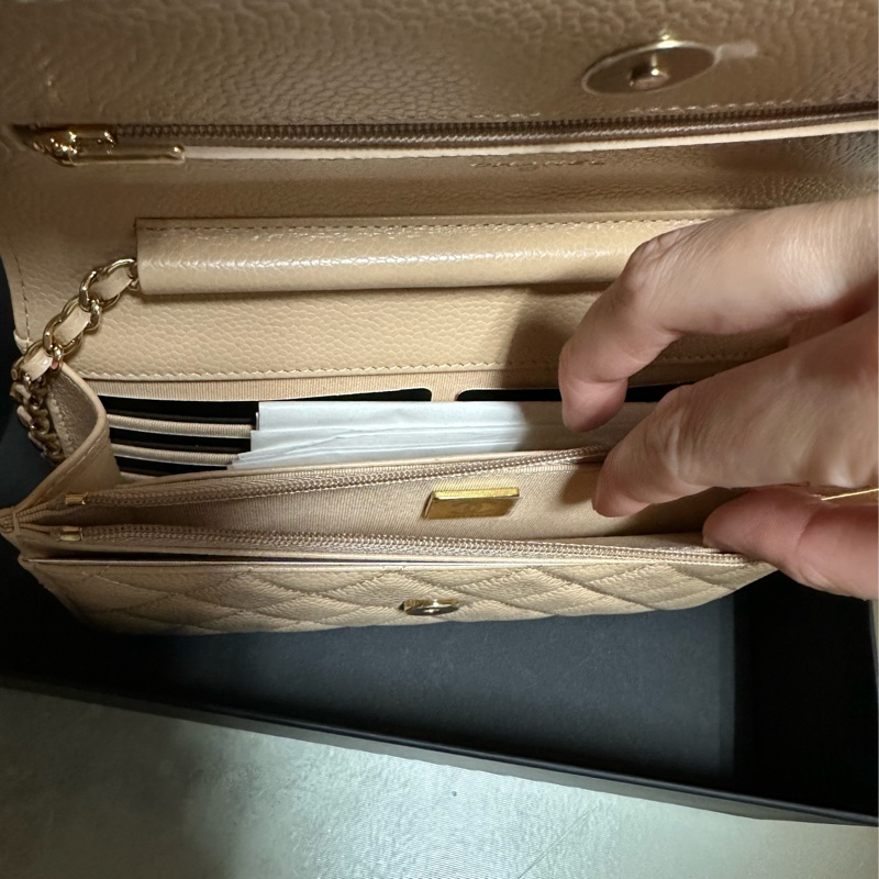 Chanel 奶茶色 woc 荔枝牛皮紋-9