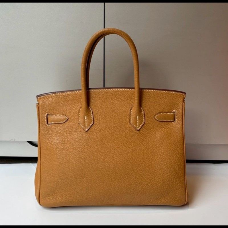 Hermes 銀釦餅乾色皮革柏金包 30 birkin-1