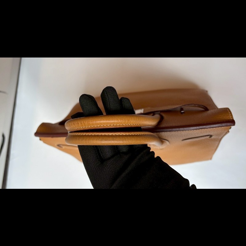 Hermes 銀釦餅乾色皮革柏金包 30 birkin-4